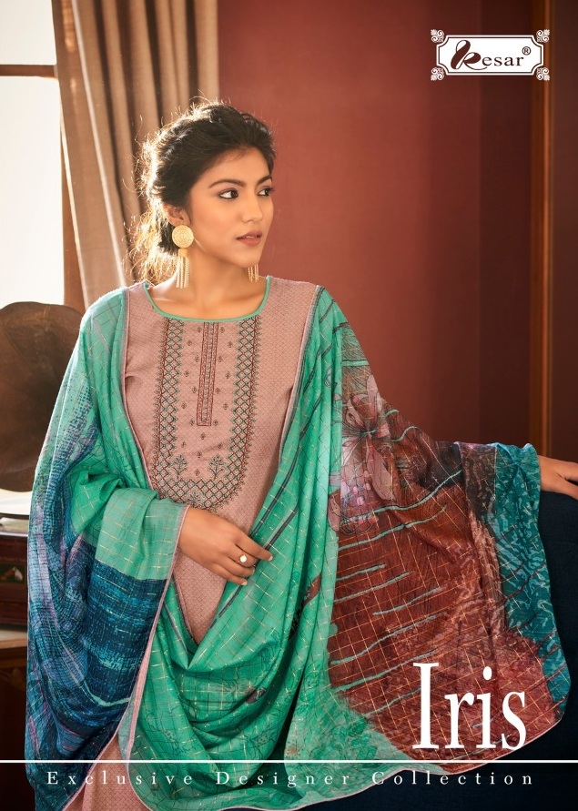 Kesar Karachi Iris Pure Jam Silk Digital Print With Embroide...