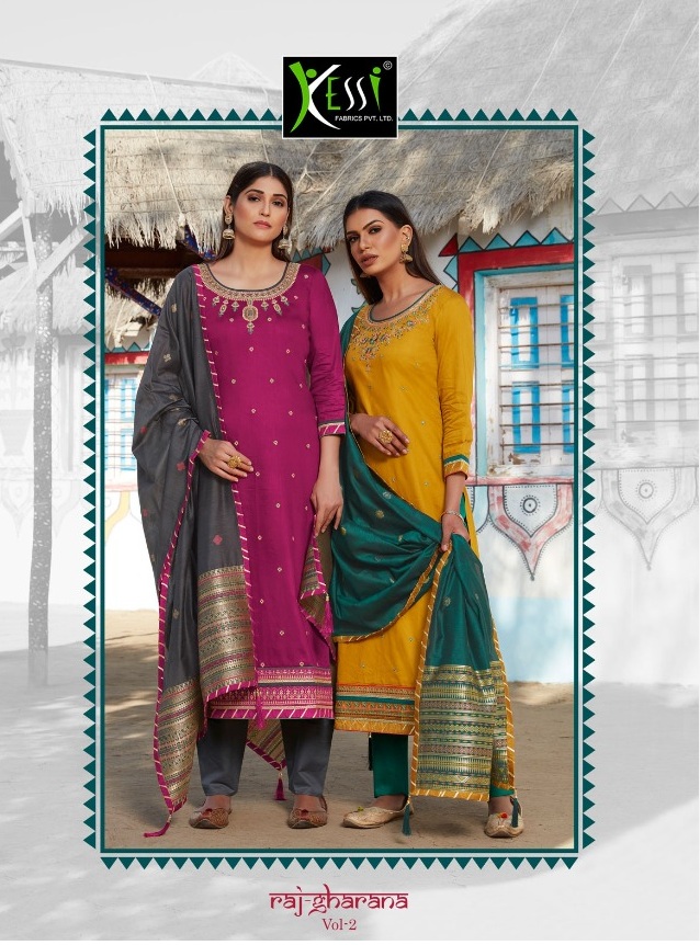 Kessi Fabrics Rajgharana Vol 2 Jam Silk With Khatli Work Des...