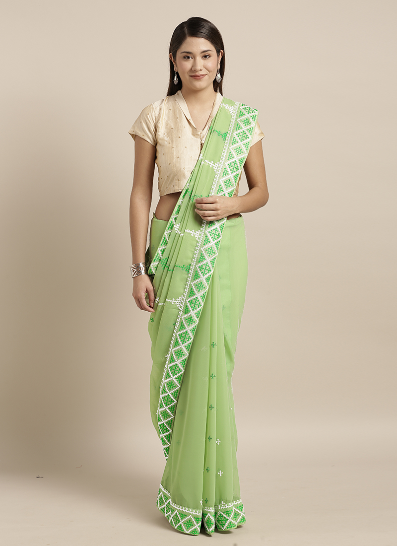Designer Georgette With Embroidery Work Sarees Collection At...