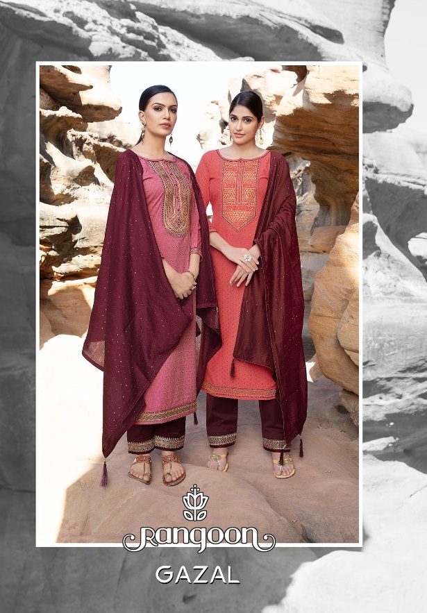 Kessi Fabrics Rangoon Gazal Silk Weaving Butti With Sequence...