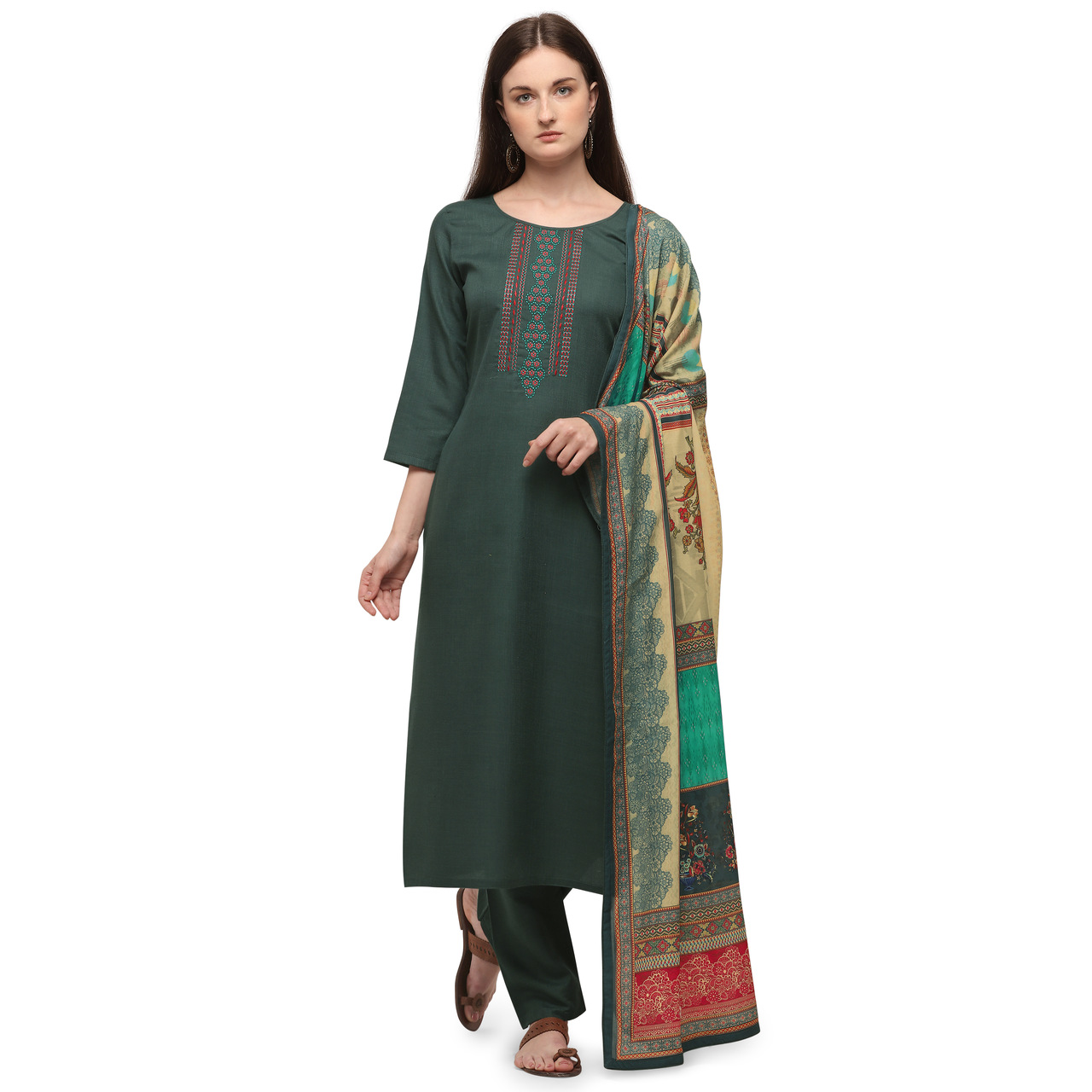 Colorbar Cotton With Embroidery Work Dress Material At Whole...