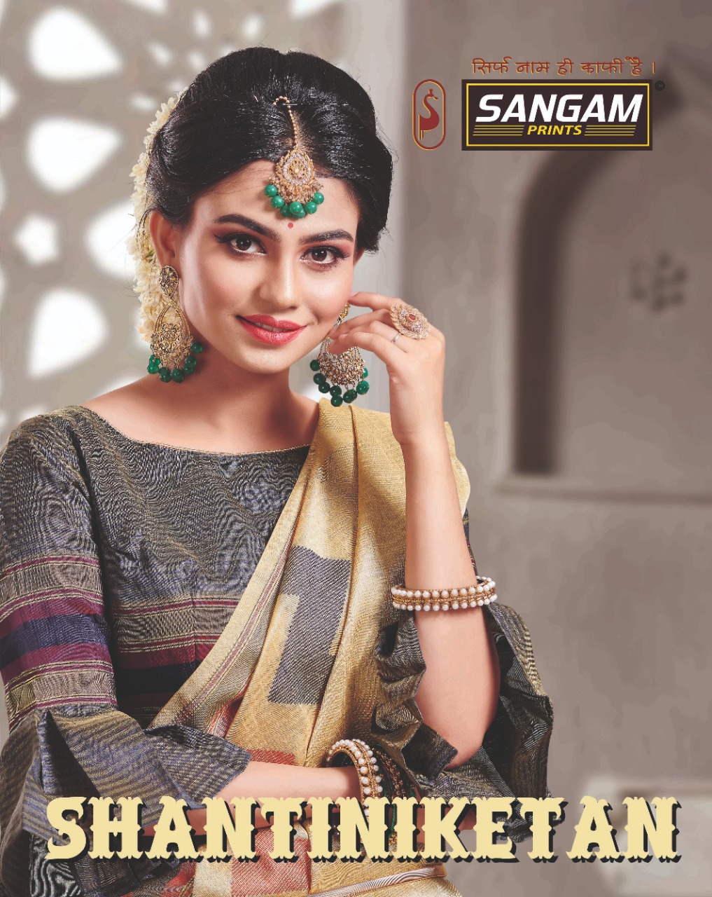 Sangam Prints Shantiniketan Handloom Silk With Thread Work S...
