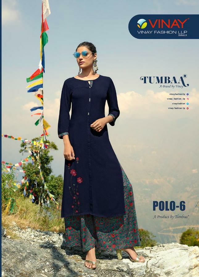 Vinay Fashion Tumbaa Polo Vol 6 Heavy Rayon With Fancy Embro...