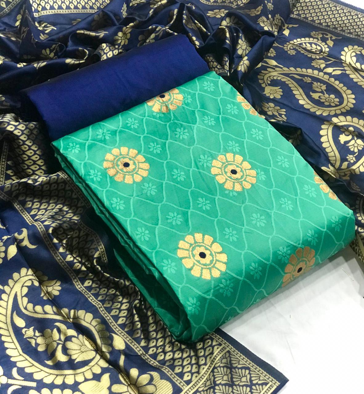 Banarasi Silk Ikkat Banarasi Silk With Jacquard Weaving Dres...