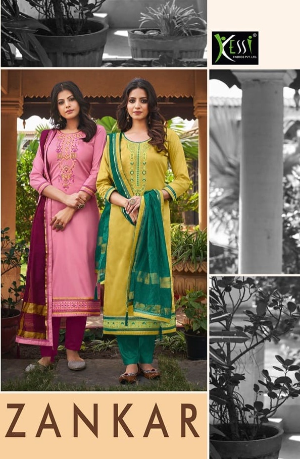 Kessi Fabrics Zankar Jam Silk With Khatli Work Dress Materia...