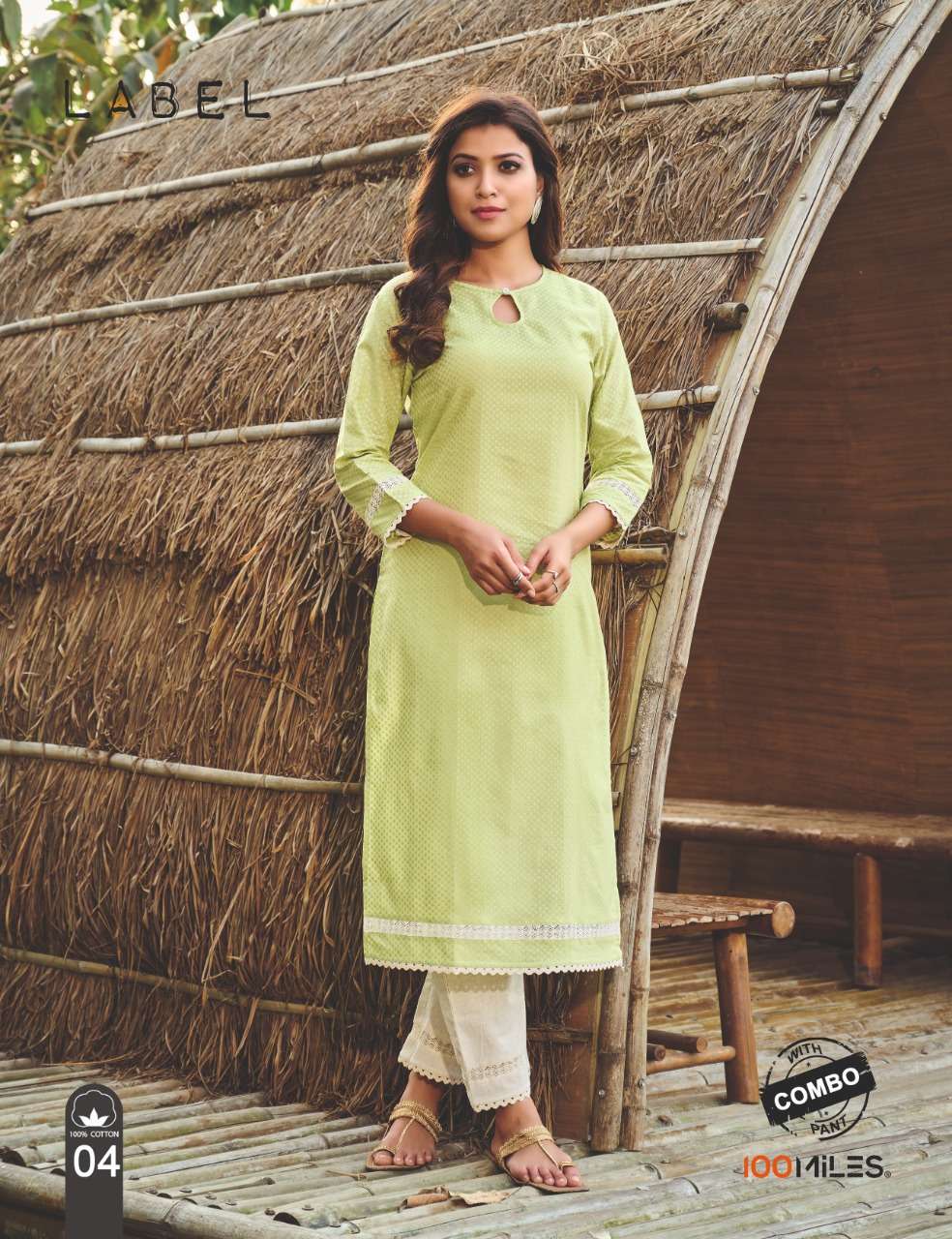 100 Miles Label Pure Cotton Kurti With Pant Collection At Wh...