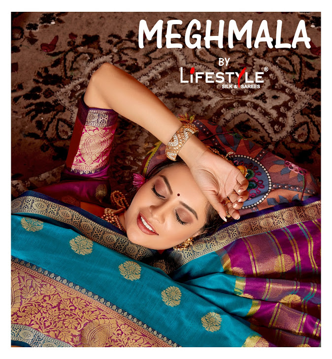 Lifestyle Meghmala Crystal Silk With Butta Traditional Saree...