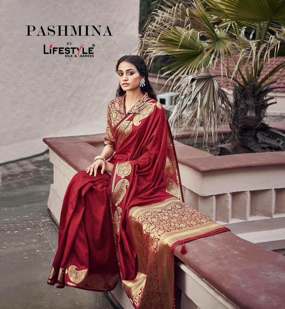 Lifestyle Pashmina Lichi Silk Rich Pallu Traditional Sarees ...