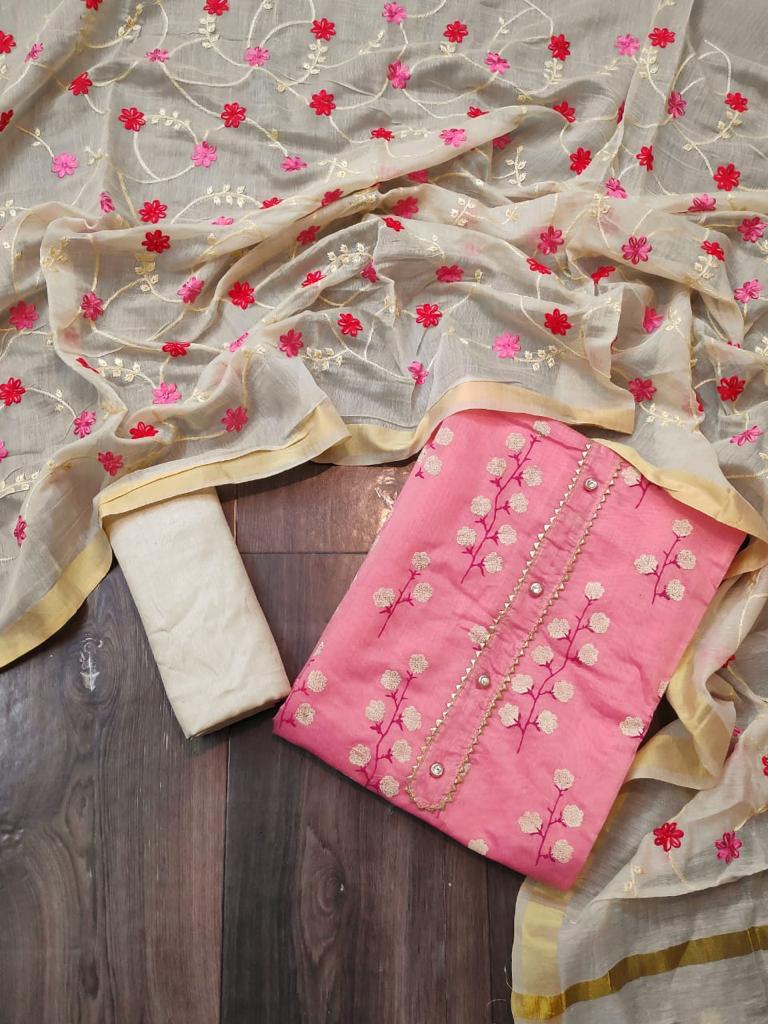 Latest Modal Chanderi Designer Dress Material At Wholesale R...