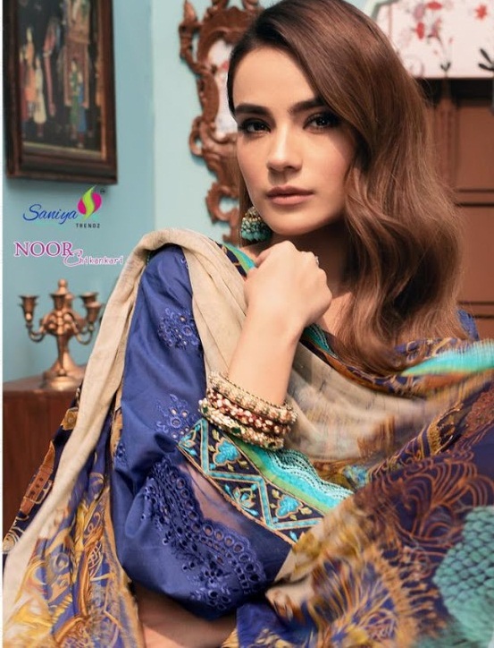 Saniya Trendz Noor Heavy Cambric With Chicken Kari Work Paki...