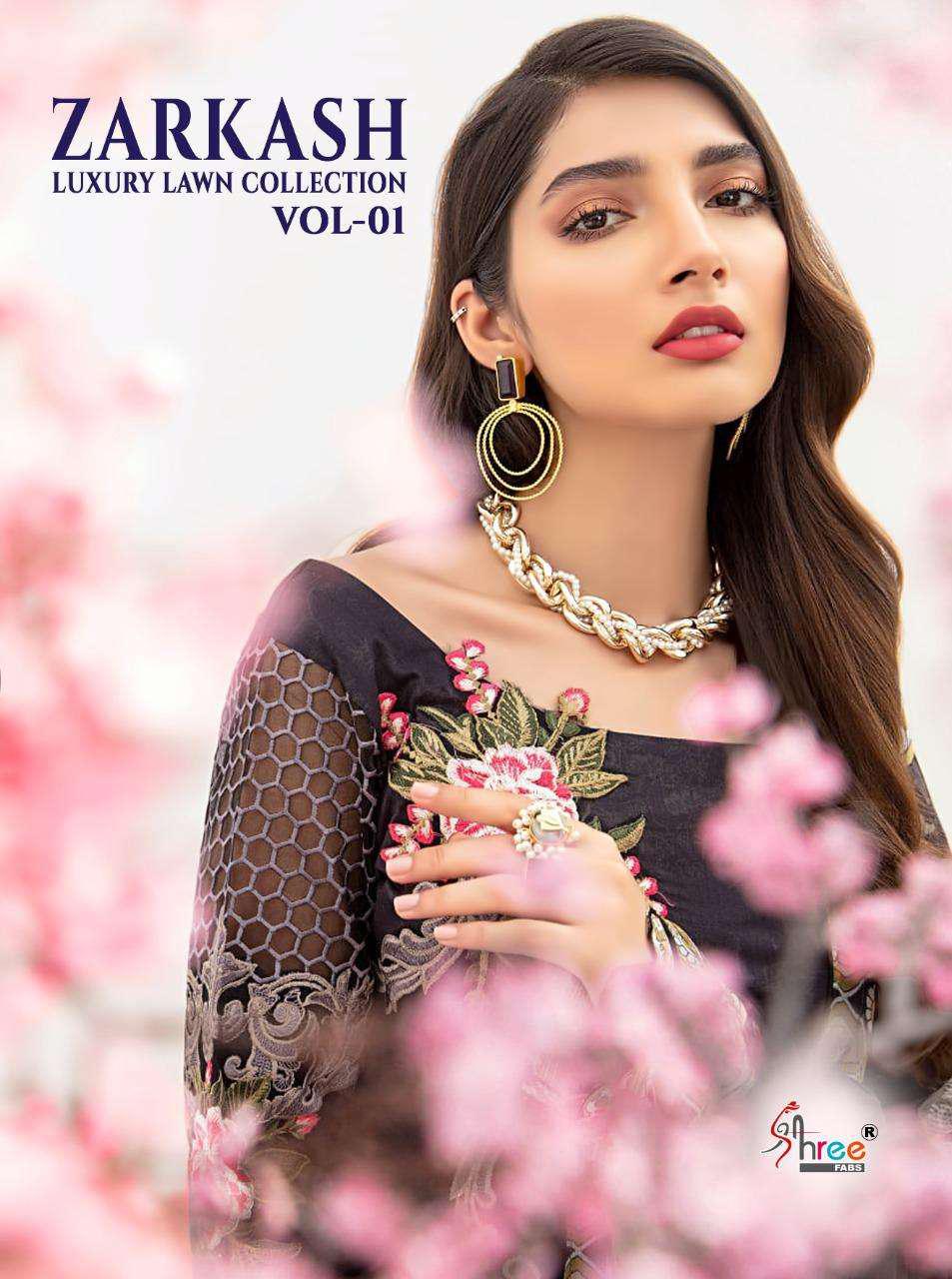 Shree Fab Zarkash Luxury Lawn Vol 1 Lawn Cotton Print With E...