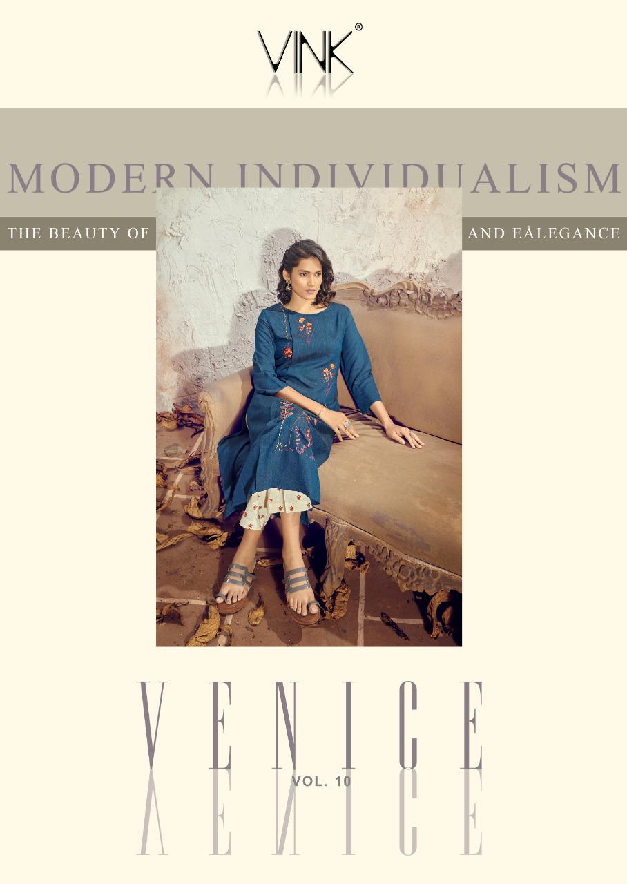 Vink Venice Vol 10 Viscose With Embroidery Work Kurti With P...