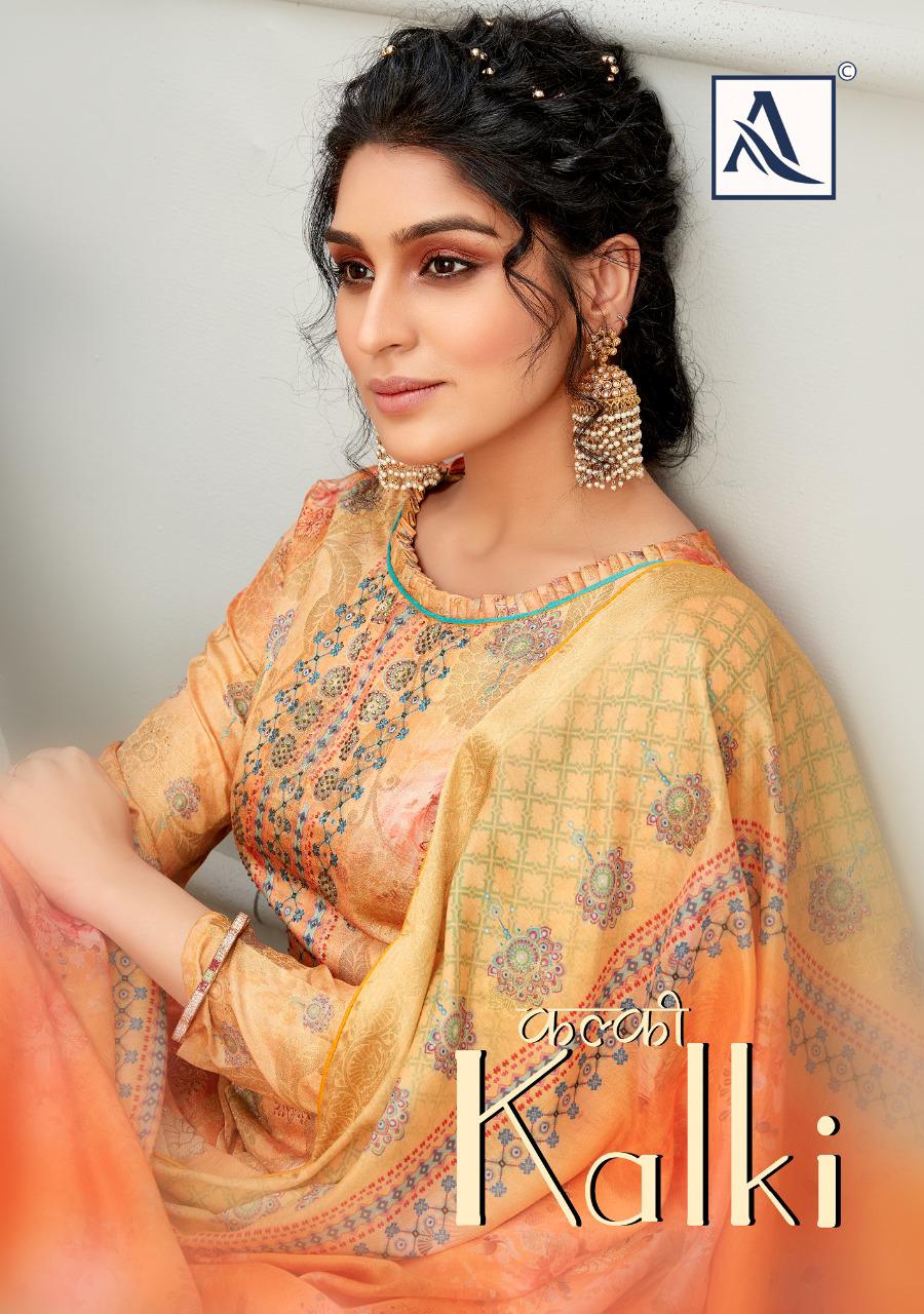 Alok Suits Kalki Banarasi Jacquard Digital Print With Swarov...