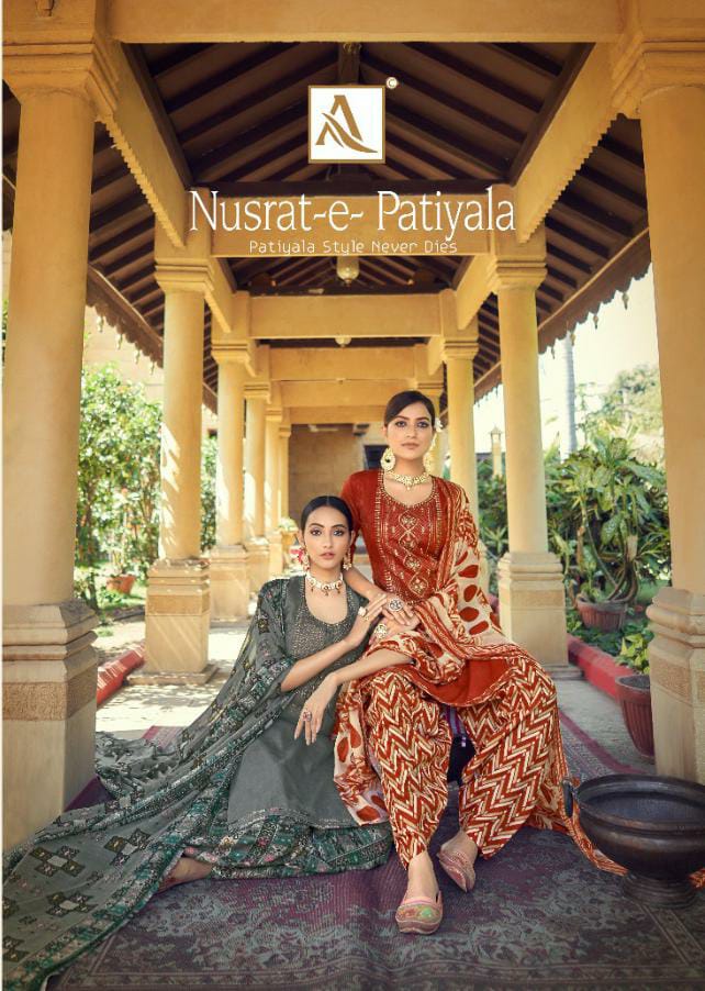 Alok Suits Nusrat E Patiyala Pure Jam Print Fancy Thread Wor...