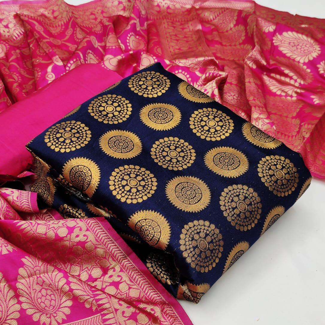 Latest Banarasi Silk Jacquard Weaving Dress Material Collect...