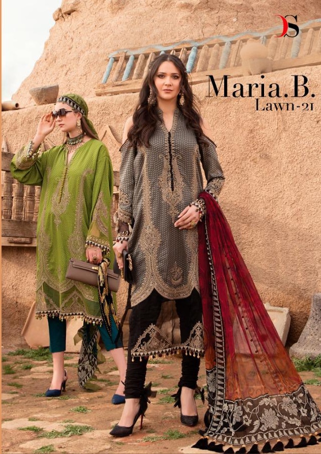 Deepsy Suits Maria B Lawn Vol 21 Pure Cotton Print With Embr...