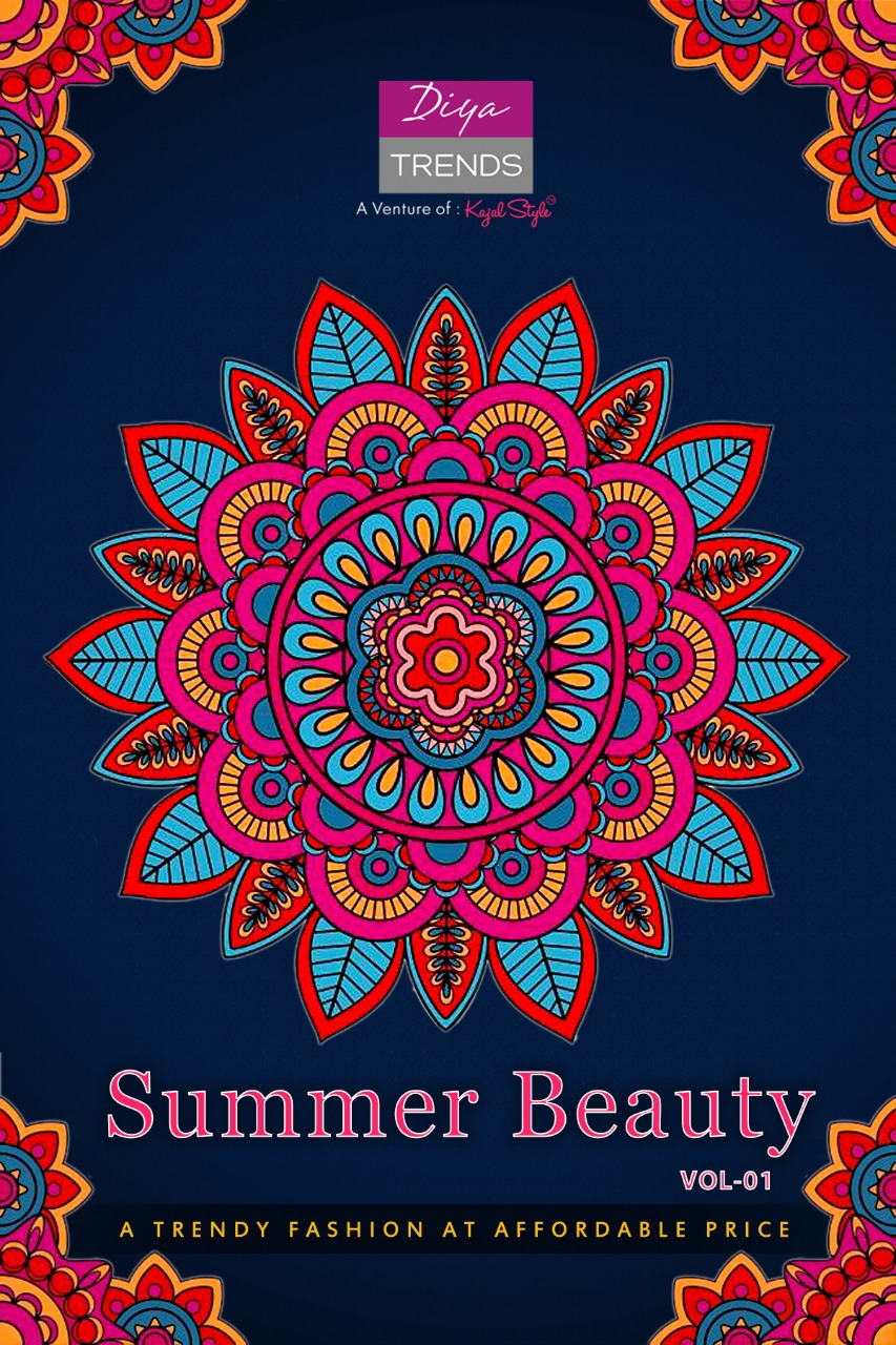 Diya Trends Summer Beauty Vol 1 Rayon Cotton Printed With Em...