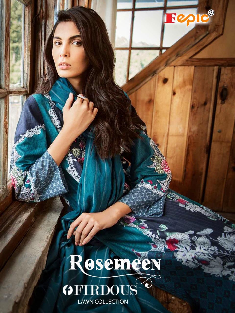 Fepic Rosemeen Firdous Lawn Collection Pure Cambric Cotton P...
