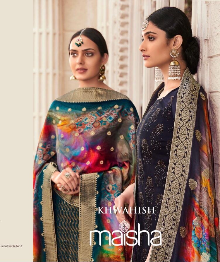 Maisha Khawaish Designer Semi Stitched Dress Materials For W...