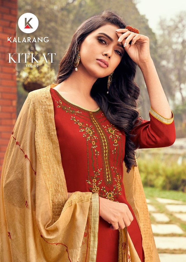 Kessi Fabrics Kalarang Kitkat Vol 3 Jam Silk Cotton With Emb...