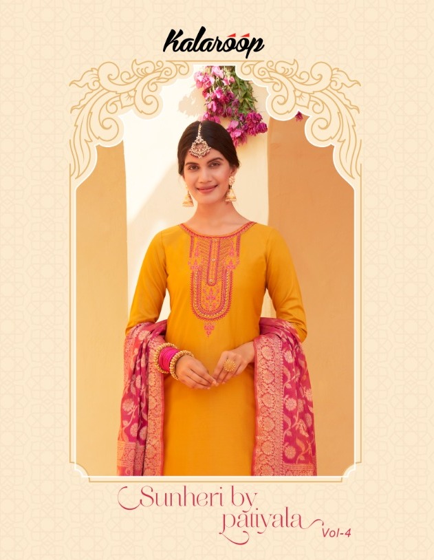 Kessi Fabrics Kalaroop Sunheri By Patiyala Vol 4 Jam Silk Wi...