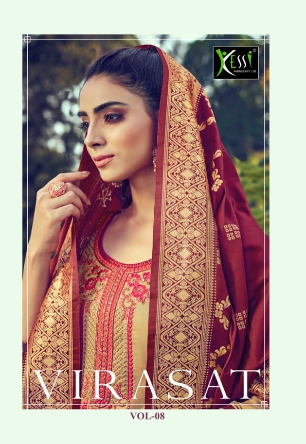 Kessi Fabrics Virasat Vol 8 Jam Silk Khali Work Dress Materi...