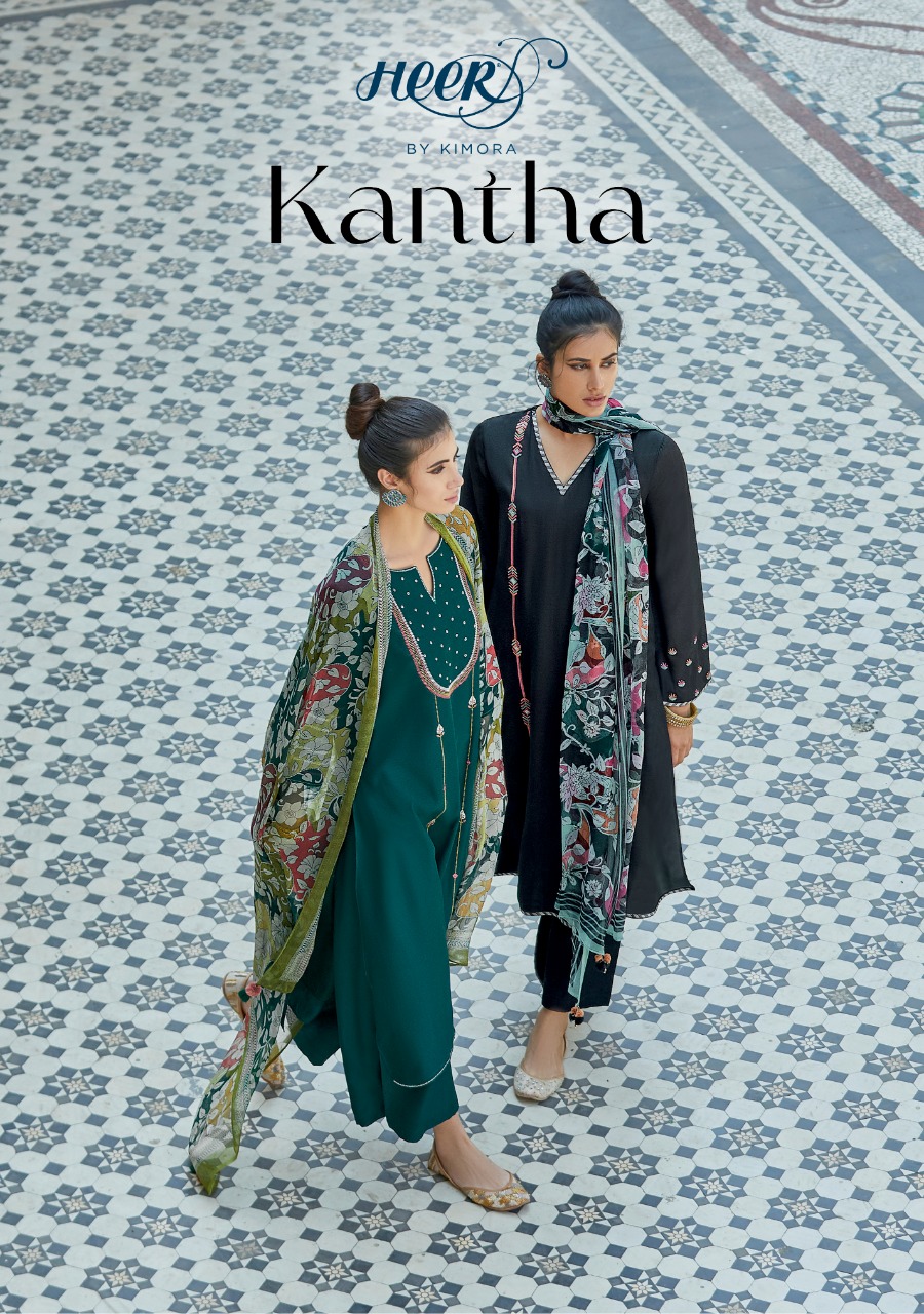 Kimora Fashion Heer Vol 89 Kantha Pure Cotton Slub With Embr...