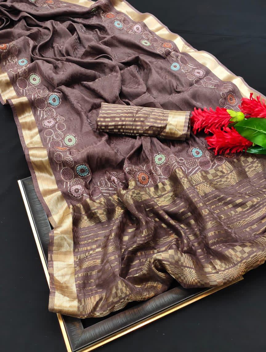 Linen Soft Cotton With Embroidery Work Sarees Collection At ...