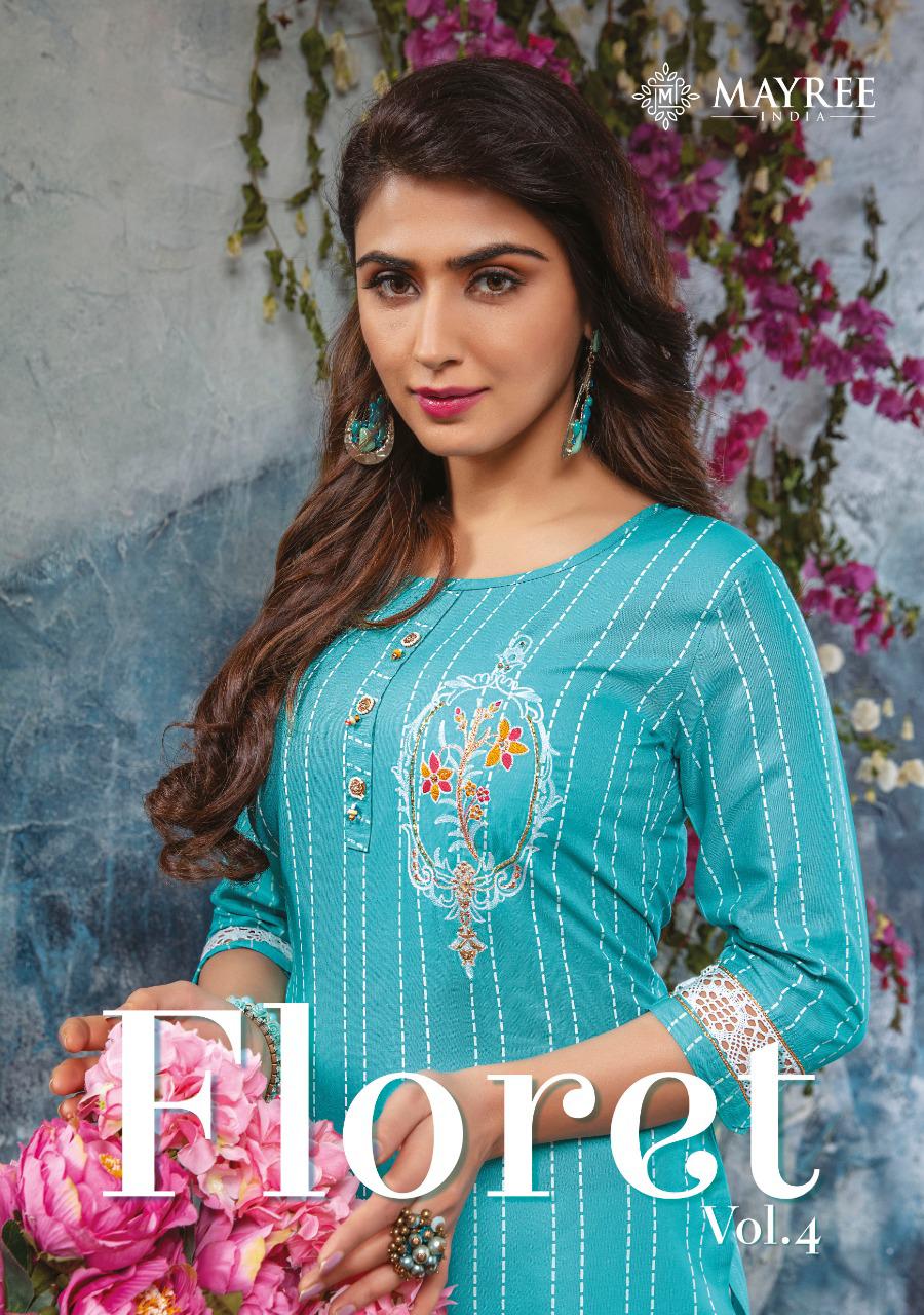 Mayree India Floret Vol 4 Rayon With Embroidery Work Kurti W...