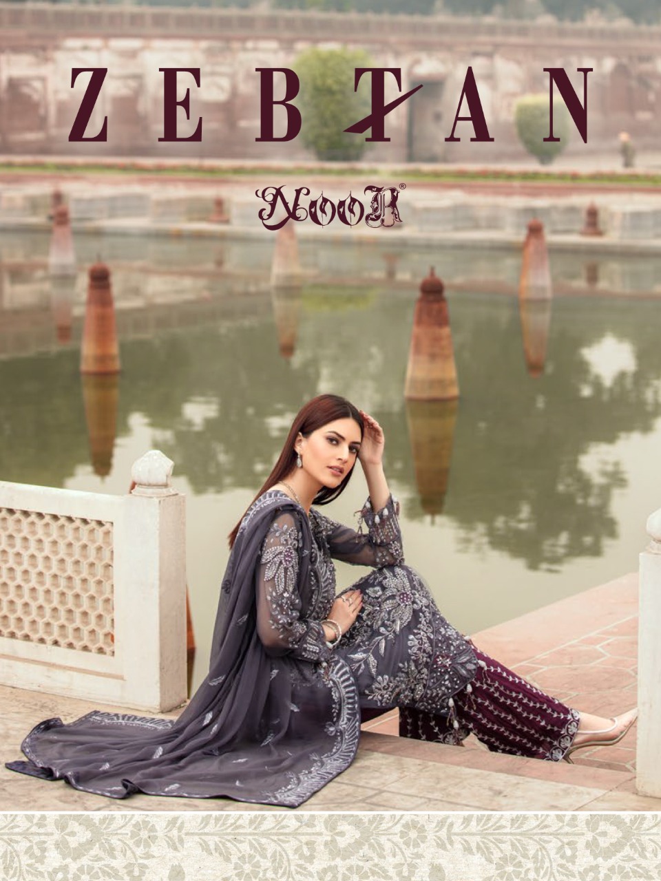 Noor Textiles Zebtan Faux Georgette With Embroidery Work Pak...