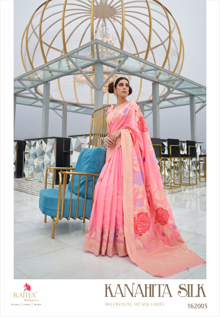 Rajtex Kanahita Silk Soft Crystal Silk Weaving Designer Sare...