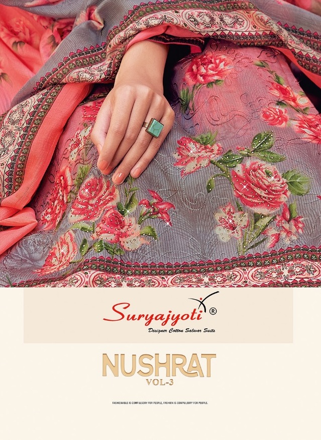 Suryajyoti Nushrat Vol 3 Heavy Satin Cotton With Aari Swarov...