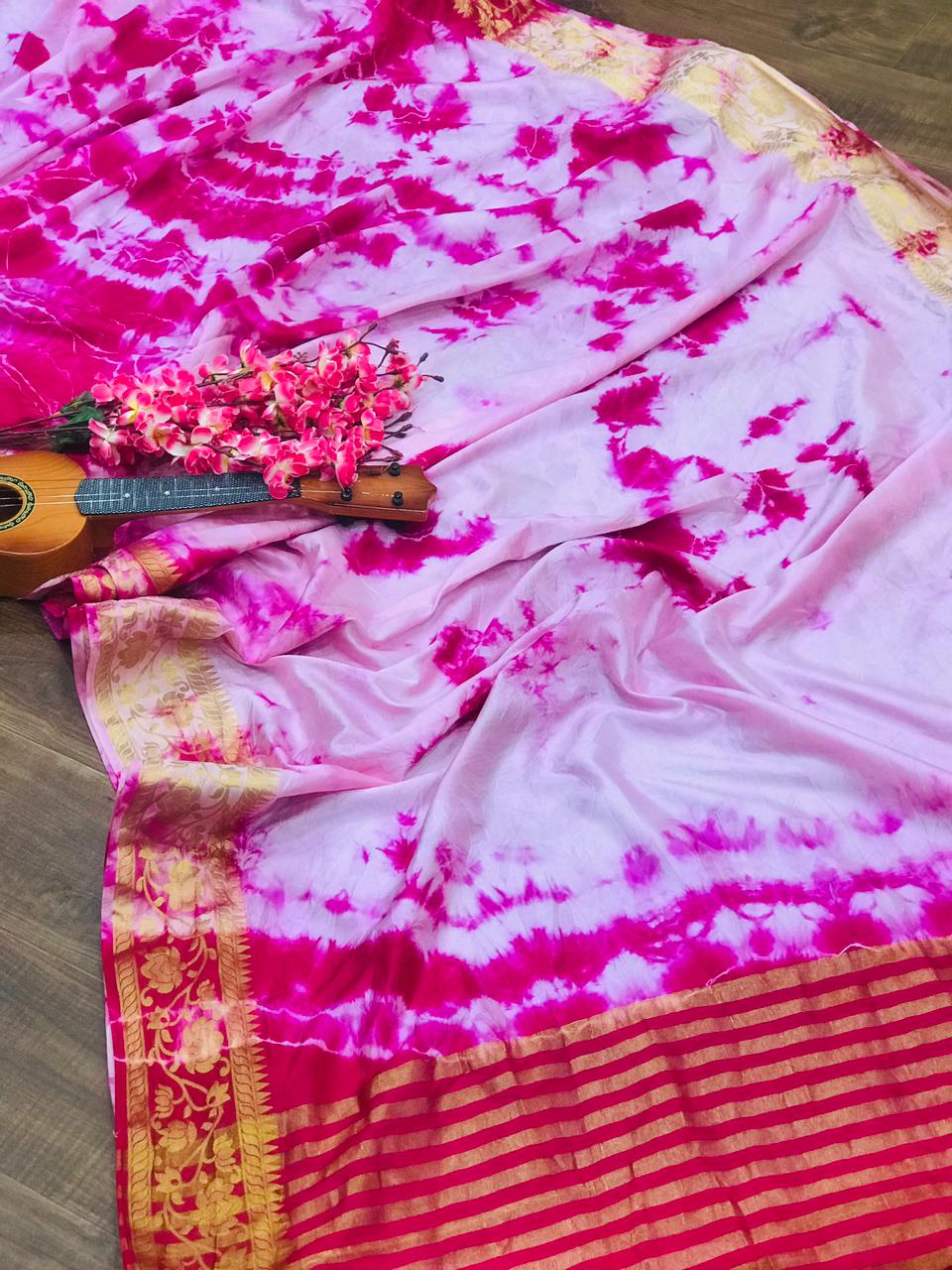 Holi Special Soft Banarasi Silk Shibori Printed Sarees Colle...