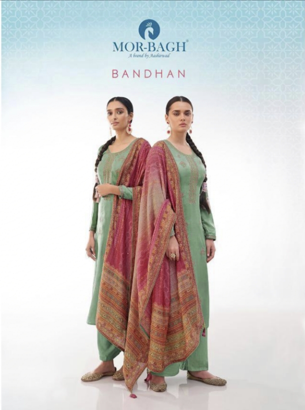 Aashirwad Mor Bagh Bandhan Tussar Silk With Work Dress Mater...