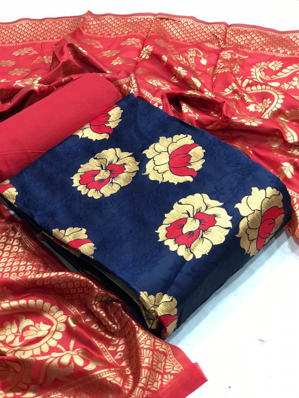 Banarasi Silk Flower Banaras Silk Weaving Suits Collection A...