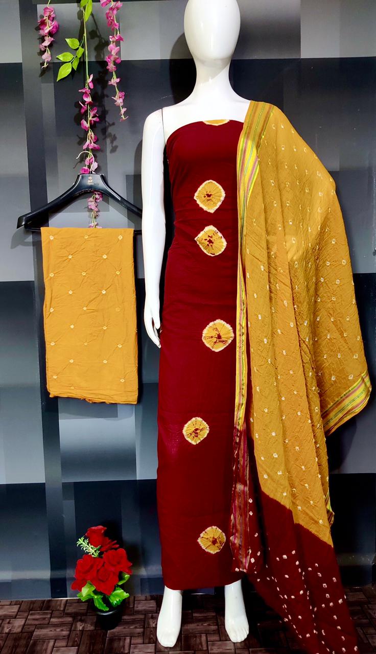 Bandhani Suits Vol 6 Satin Cotton With Hand Bandhani Dress M...
