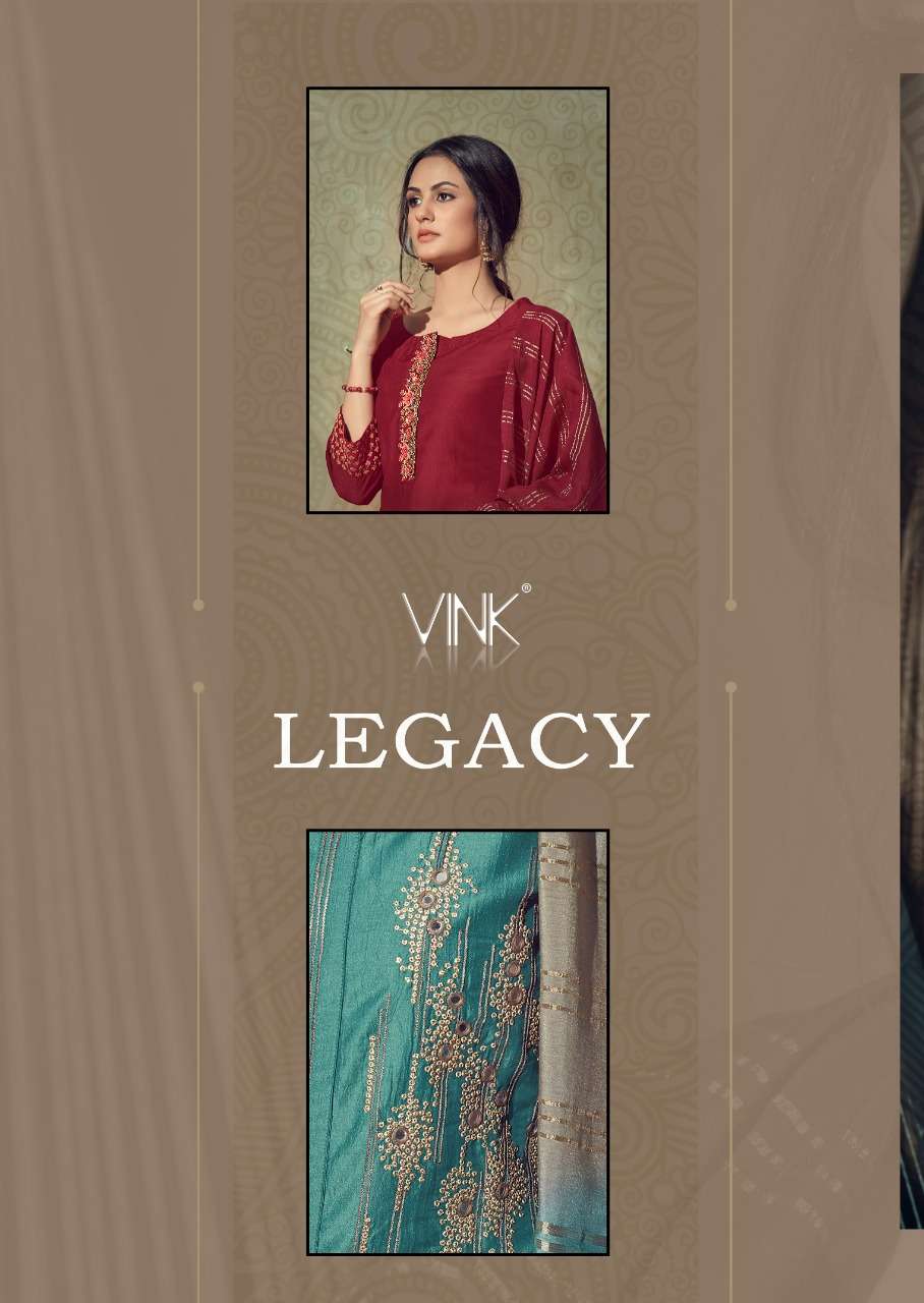 Vink Legacy Viscose Silk With Heavy Embroidery Work Kurti Wi...