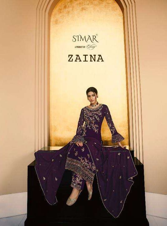 Glossy Simar Zaina Pure Georgette Embroidery With Swarovski ...