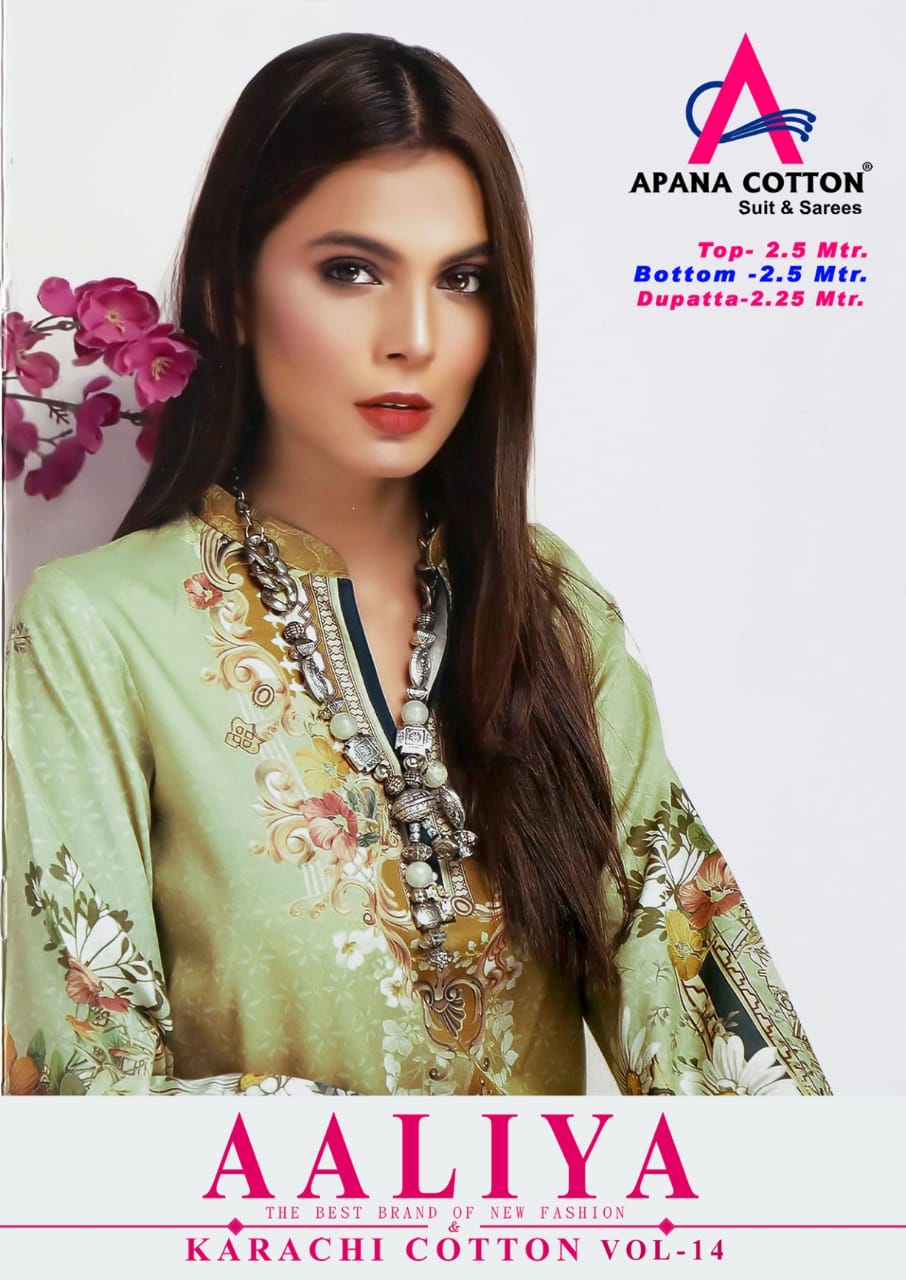 Apana Cotton Aaliya Vol 14 Cotton Karachi Printed Dress Mate...
