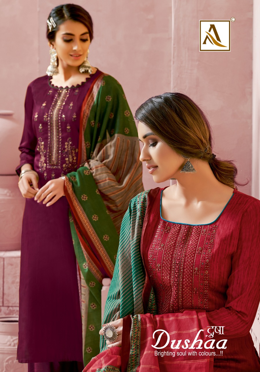 Alok Suits Dushaa Jam Self Print With Thread Embroidery Work...