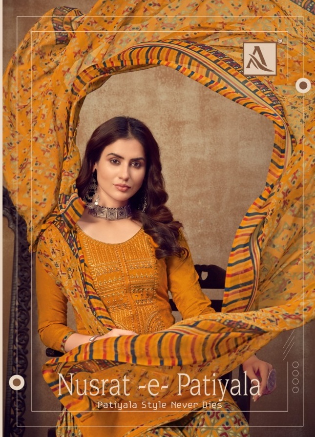 Alok Suits Nusrat E Patiyala Pure Jam Jacquard With Fancy Th...