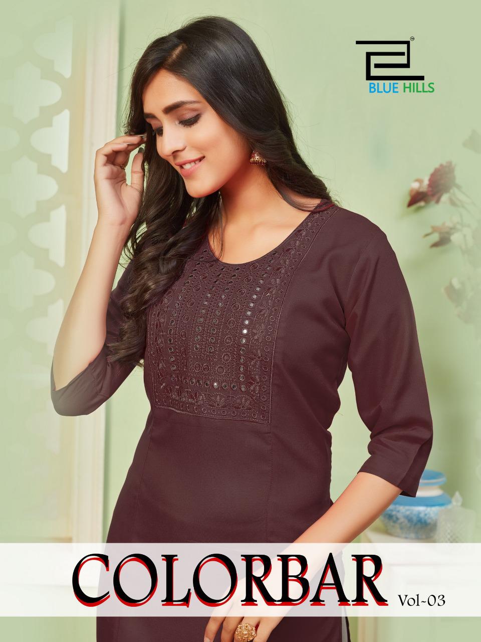 Blue Hills Colorbar Vol 3 Rayon With Embroidery Hand Work Re...