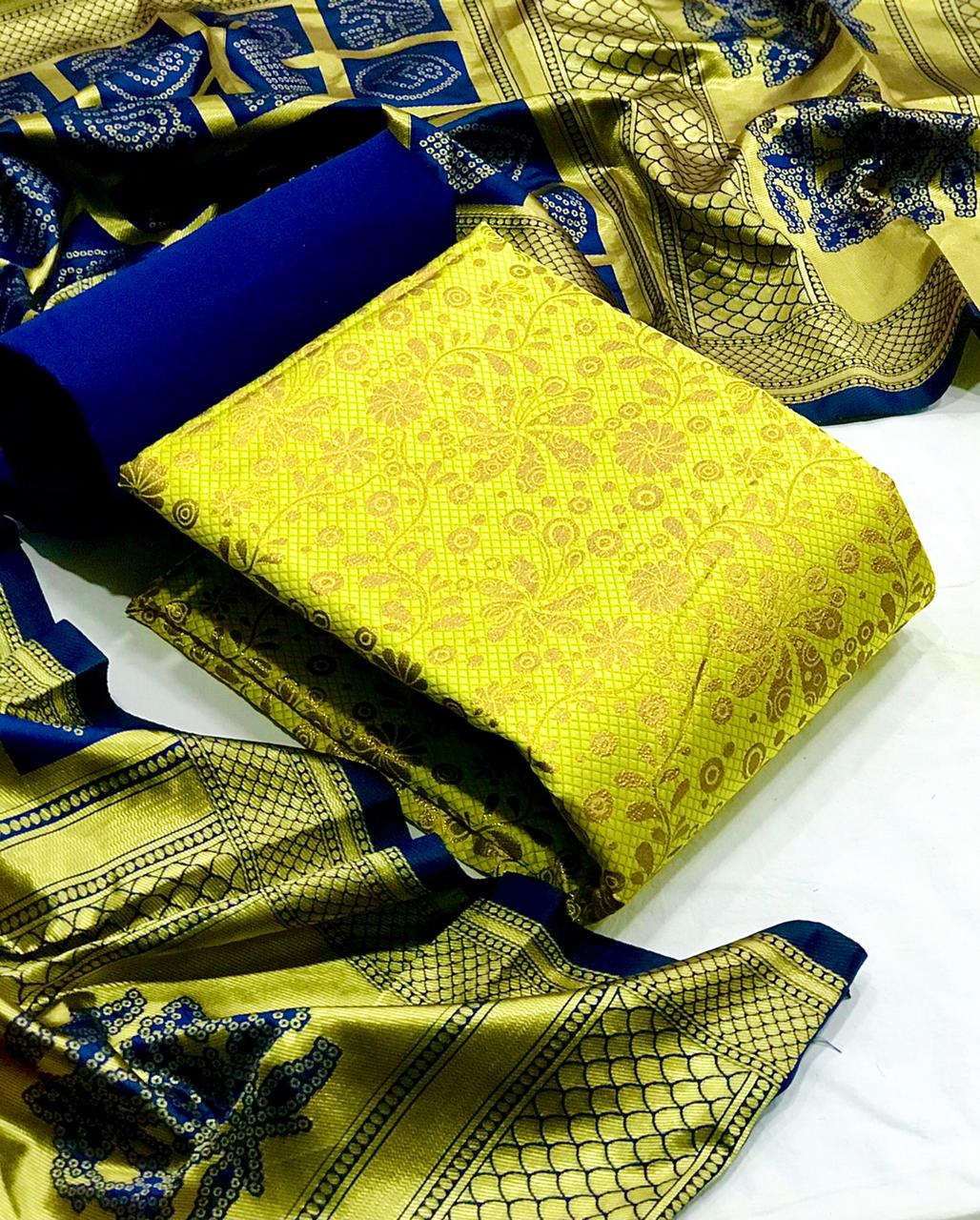 Banarasi Silk With Jacquard Dupatta Dress Material Collectio...