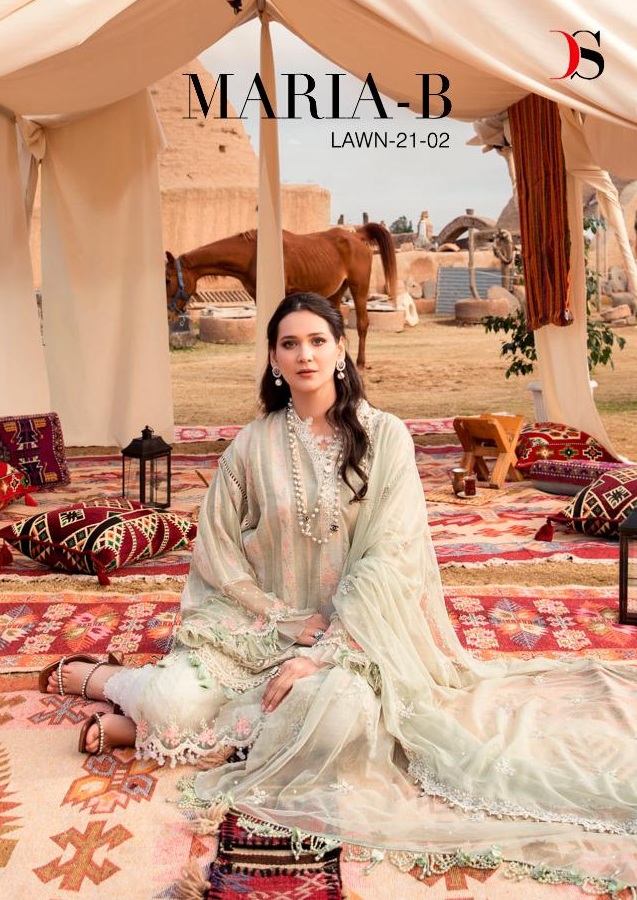 Deepsy Suits Maria B Lawn 21-02 Pure Cotton Print With Embro...