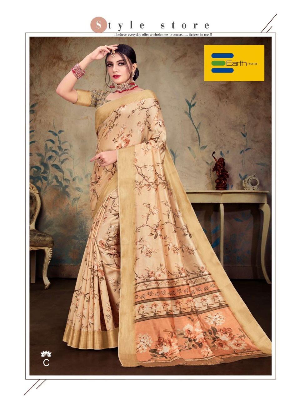 Earth Fabrics Kohinoor Zari Border Sarees Collection At Whol...