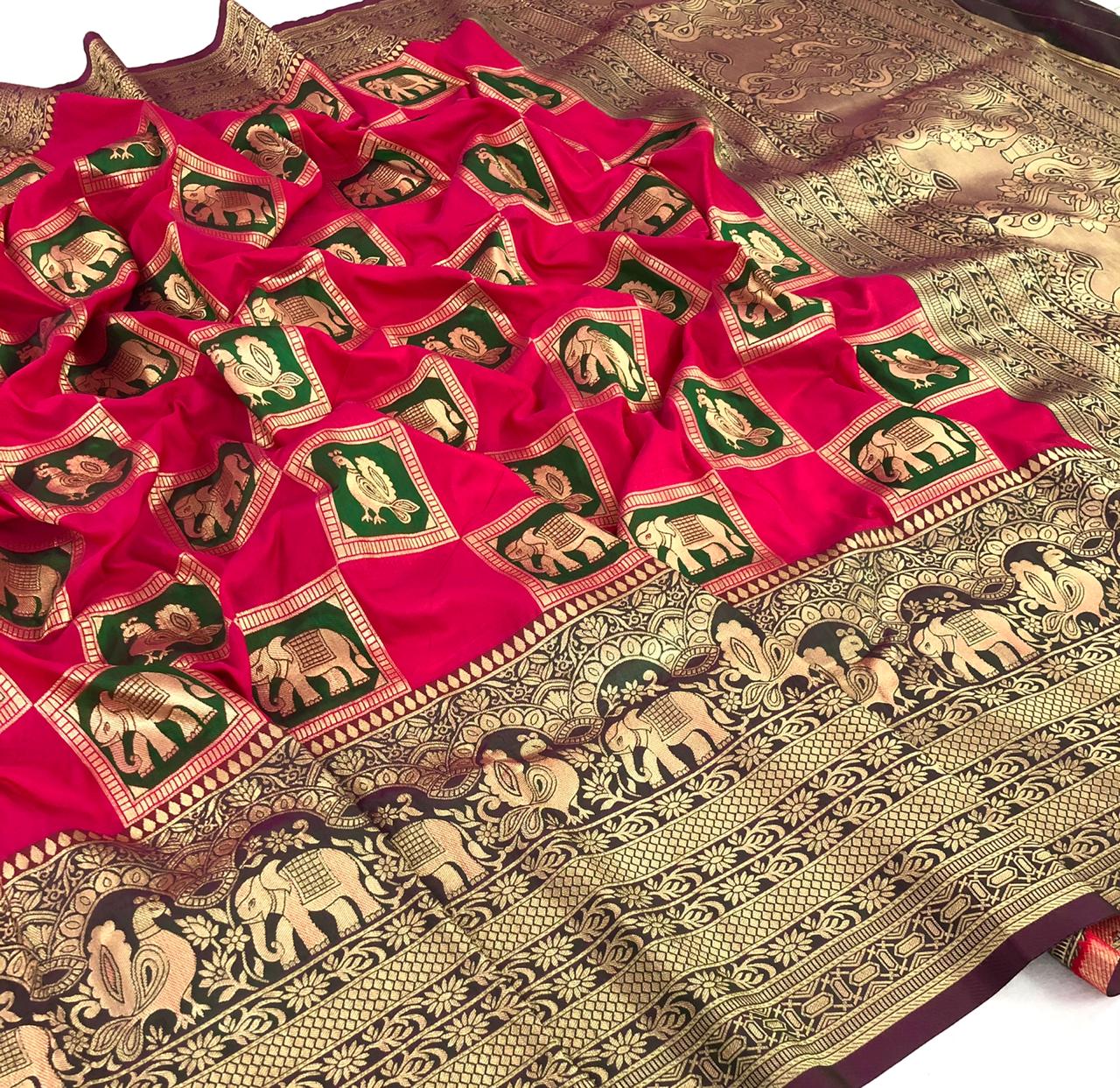 Hathni Silk Pure Silk Weaving With Rich Border Sarees Collec...