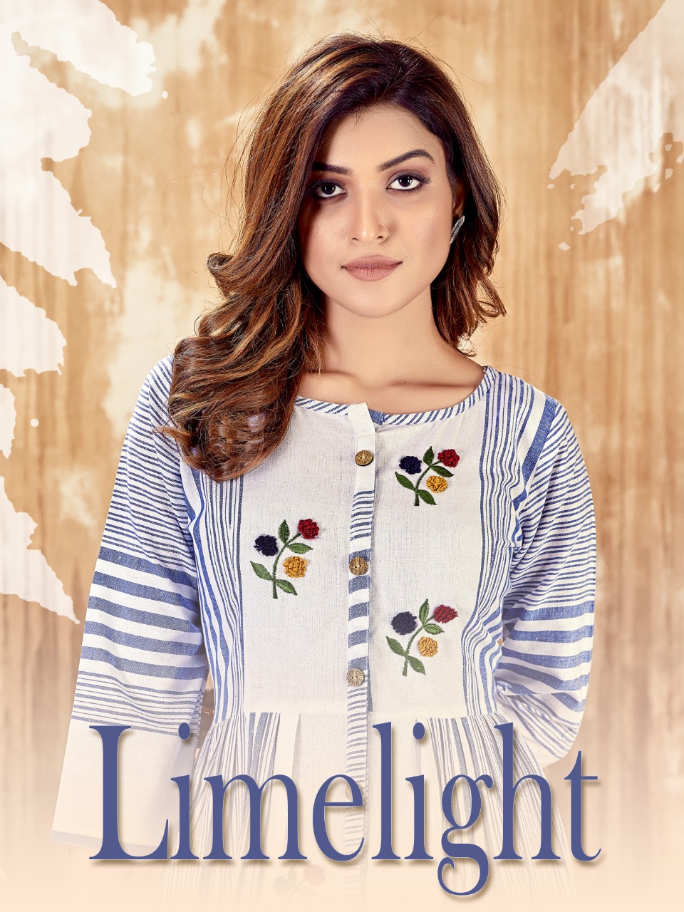 Cotton With Hand Embroidery Designer Kurtis Limelight At Who...