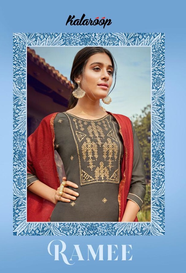 Kessi Fabrics Kajree Kalaroop Ramee Muslin With Kasab Work W...