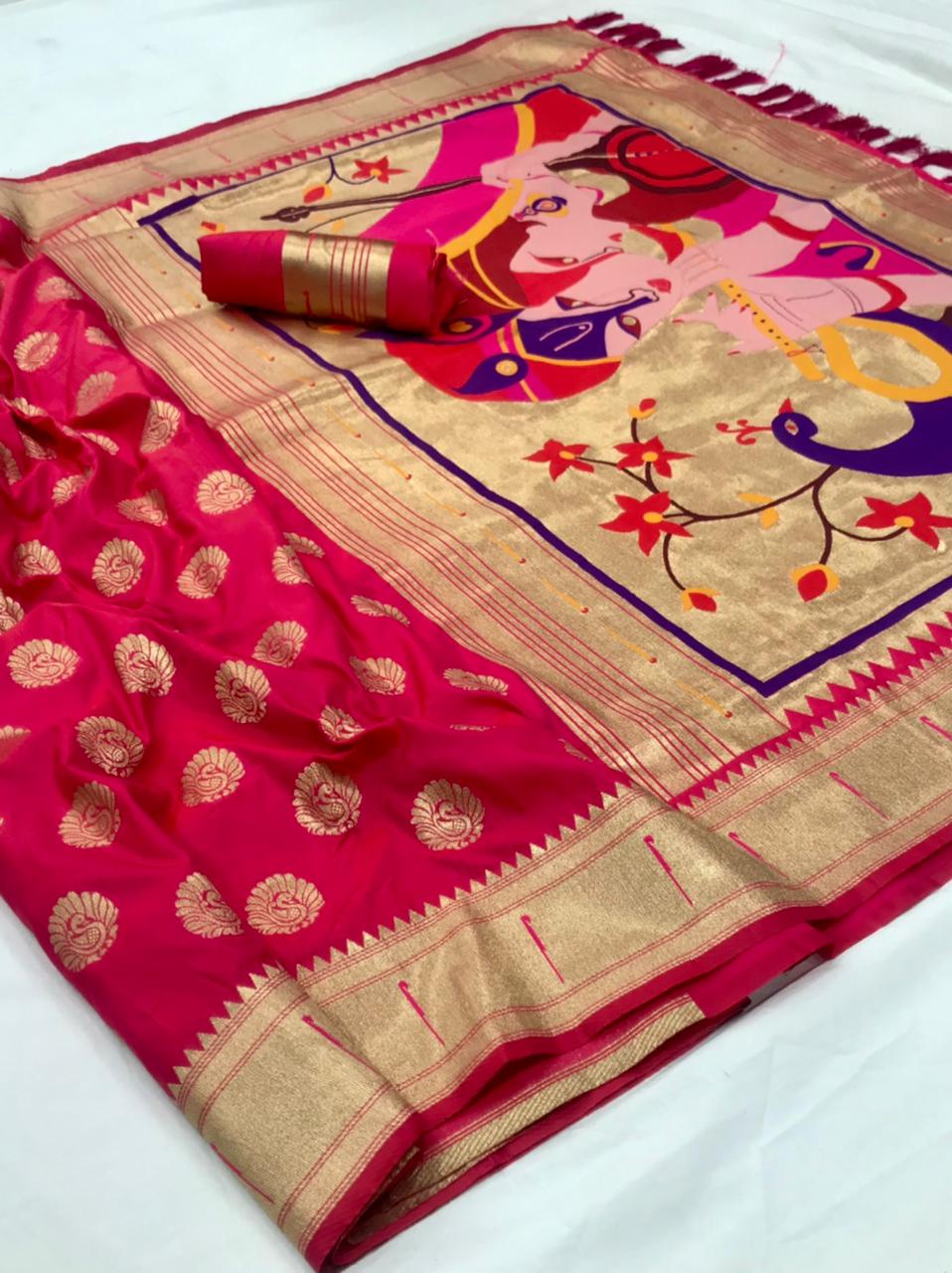 Radhika Silk Soft Silk Paithani With Beautiful Pallu Sarees ...