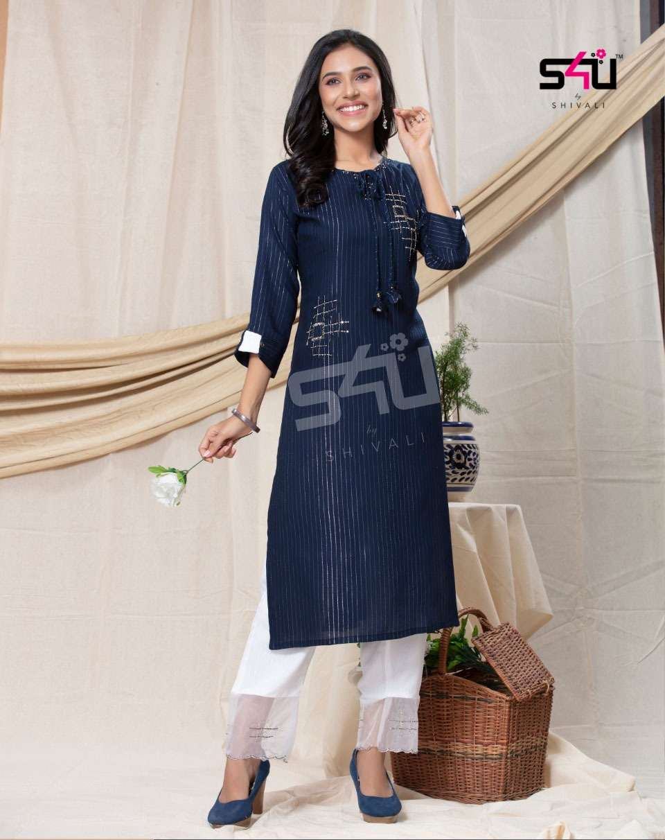 S4u Sparkle Lurex Designer Kurti With Pant Collection At Who...